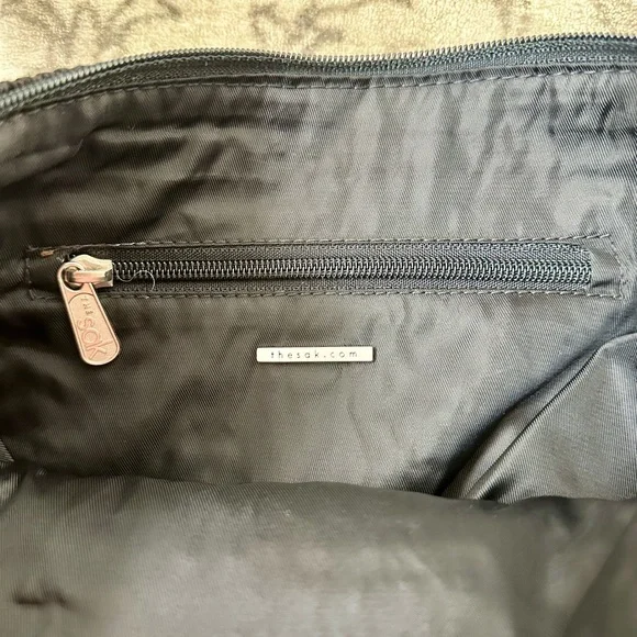 The Sak Black Crochet Bucket Shoulder Bag - Picture 7 of 9